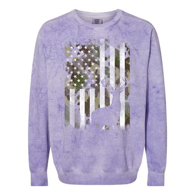 Patriotic Camo American Flag Deer Hunter Hunting Cute Gift Colorblast Crewneck Sweatshirt