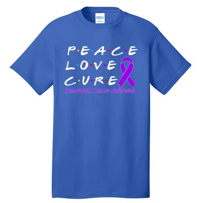 Pancreatic Cancer Awareness Peace Love Cure Meaningful Gift Tall T-Shirt