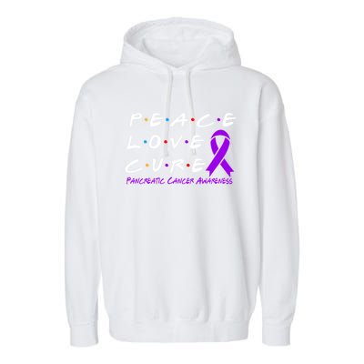 Pancreatic Cancer Awareness Peace Love Cure Meaningful Gift Garment-Dyed Fleece Hoodie