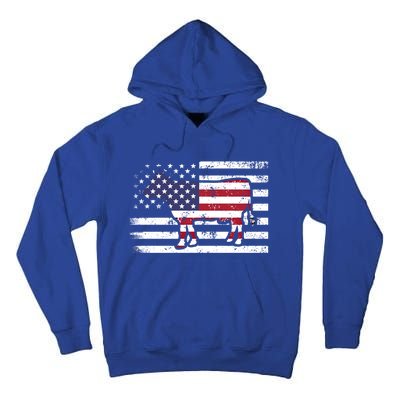 Patriotic Cow American Flag Funny 4th Of July Cow Us Flag Gift Tall Hoodie