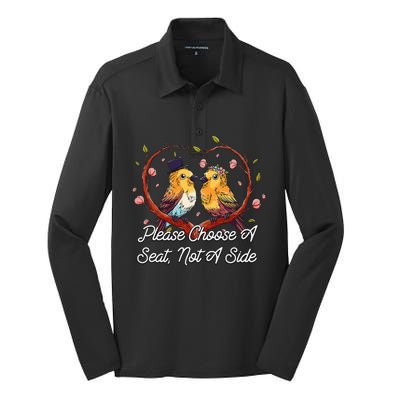 Please Choose A Seat Not A Side Wedding Party Pun Silk Touch Performance Long Sleeve Polo