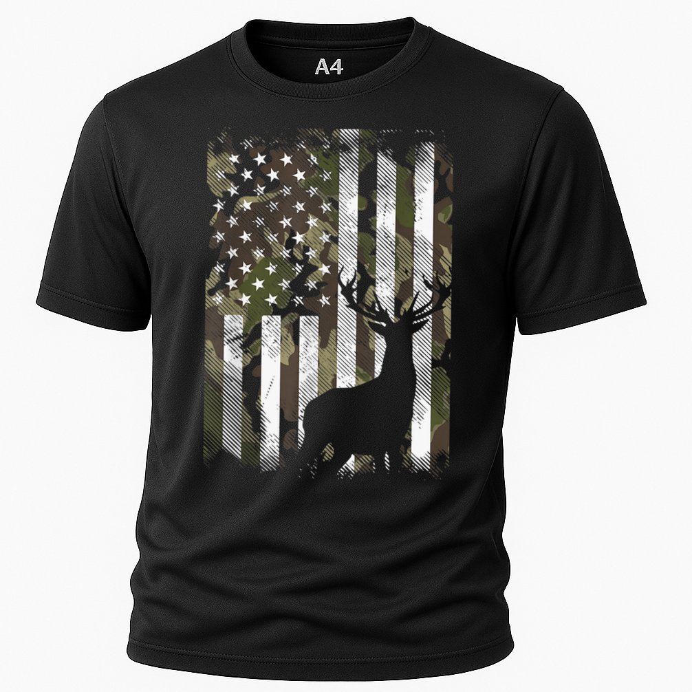Patriotic Camo American Flag Deer Hunter Hunting Cute Gift Cooling Performance Crew T-Shirt