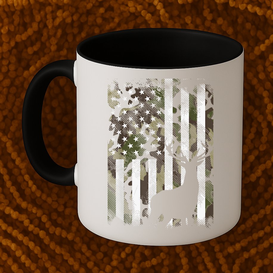 Patriotic Camo American Flag Deer Hunter Hunting Cute Gift Mug