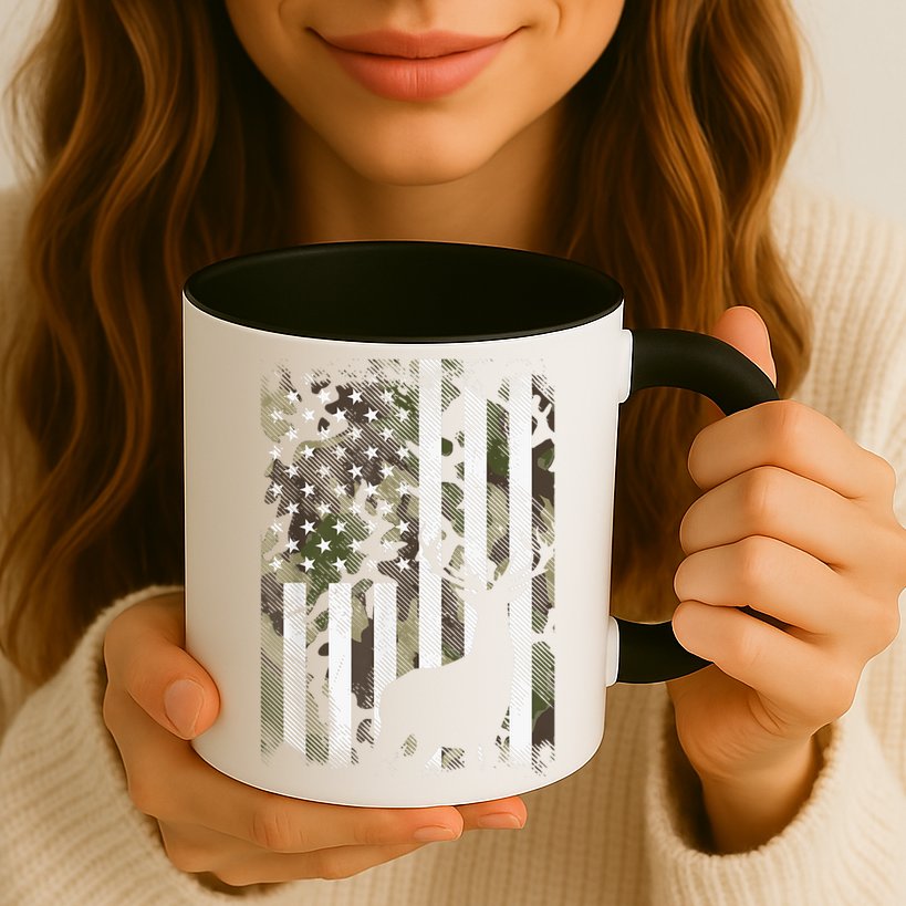Patriotic Camo American Flag Deer Hunter Hunting Cute Gift Mug