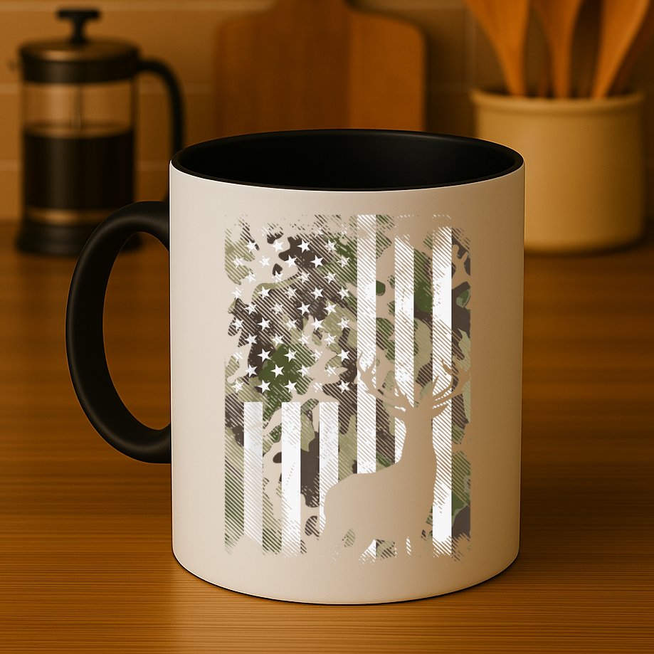 Patriotic Camo American Flag Deer Hunter Hunting Cute Gift Mug