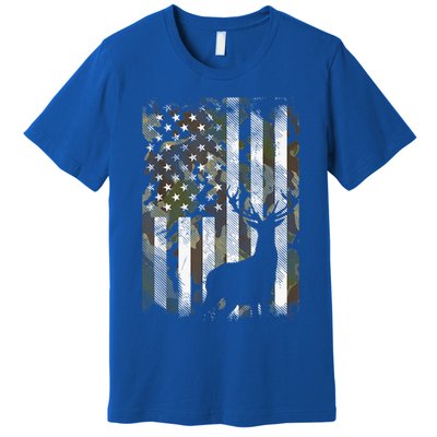 Patriotic Camo American Flag Deer Hunter Hunting Cute Gift Premium T-Shirt