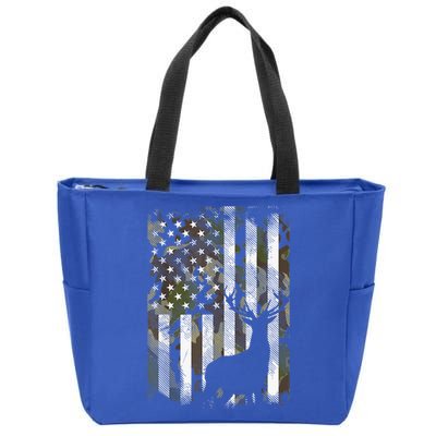 Patriotic Camo American Flag Deer Hunter Hunting Cute Gift Zip Tote Bag