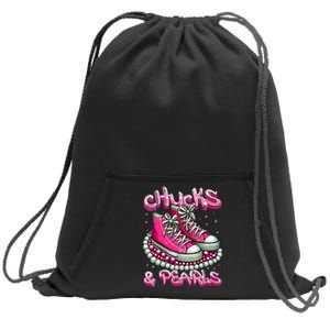 P.I.N.K Chucks And Pearls Women 2024 Sweatshirt Cinch Pack Bag