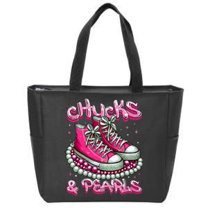 P.I.N.K Chucks And Pearls Women 2024 Zip Tote Bag