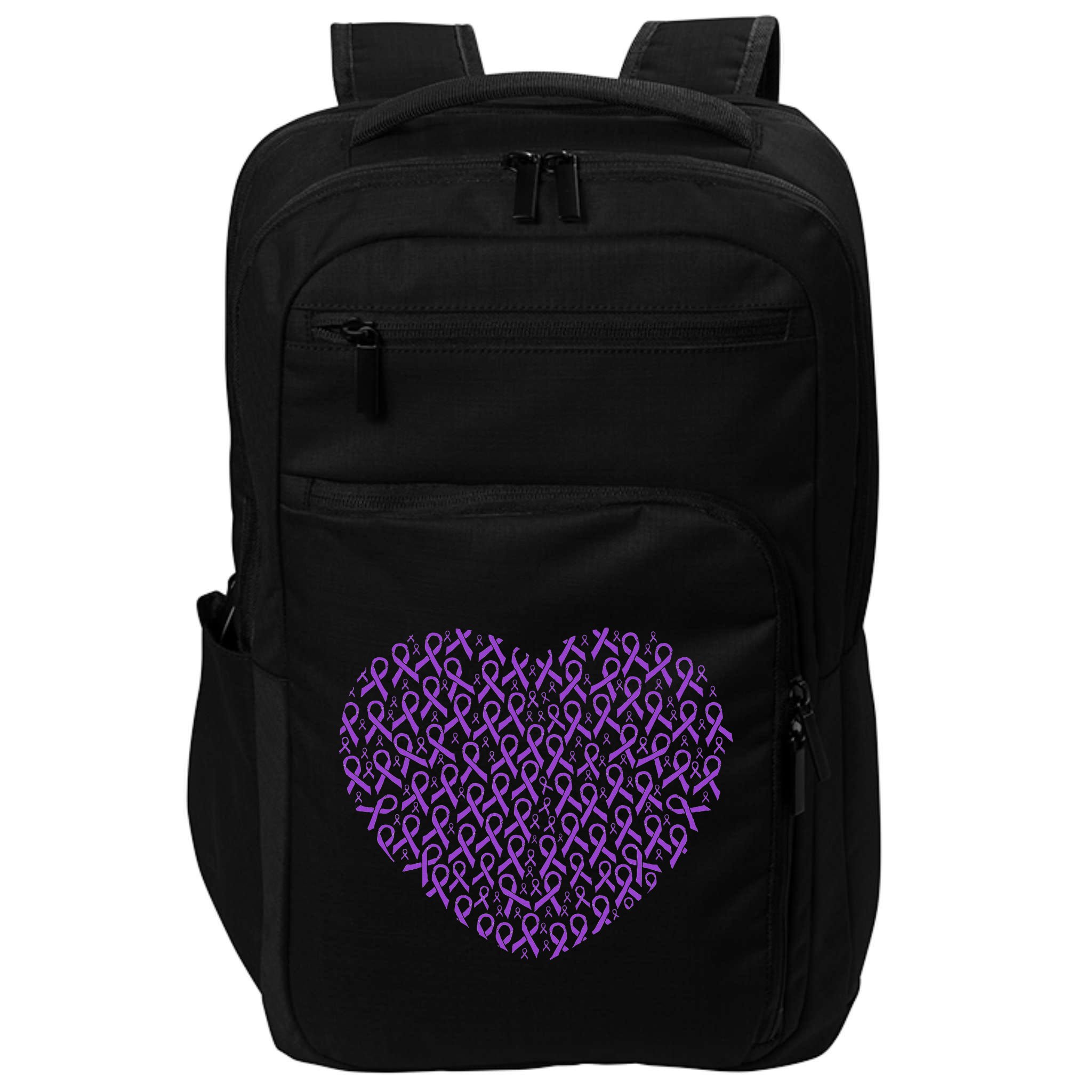 Pancreatic Cancer Awareness Purple Ribbon Heart Gift Support Impact Tech Backpack
