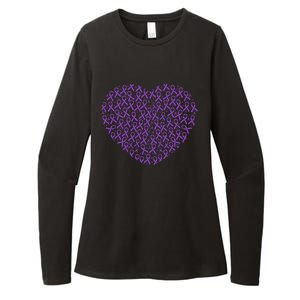 Pancreatic Cancer Awareness Purple Ribbon Heart Gift Support Womens CVC Long Sleeve Shirt