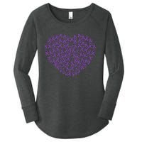 Pancreatic Cancer Awareness Purple Ribbon Heart Gift Support Women's Perfect Tri Tunic Long Sleeve Shirt