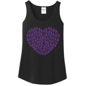 Pancreatic Cancer Awareness Purple Ribbon Heart Gift Support Ladies Essential Tank