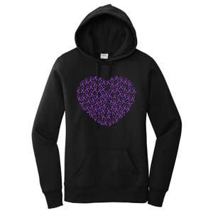 Pancreatic Cancer Awareness Purple Ribbon Heart Gift Support Women's Pullover Hoodie