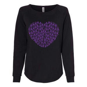 Pancreatic Cancer Awareness Purple Ribbon Heart Gift Support Womens California Wash Sweatshirt