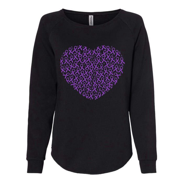 Pancreatic Cancer Awareness Purple Ribbon Heart Gift Support Womens California Wash Sweatshirt