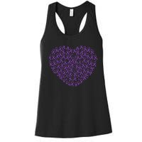 Pancreatic Cancer Awareness Purple Ribbon Heart Gift Support Women's Racerback Tank