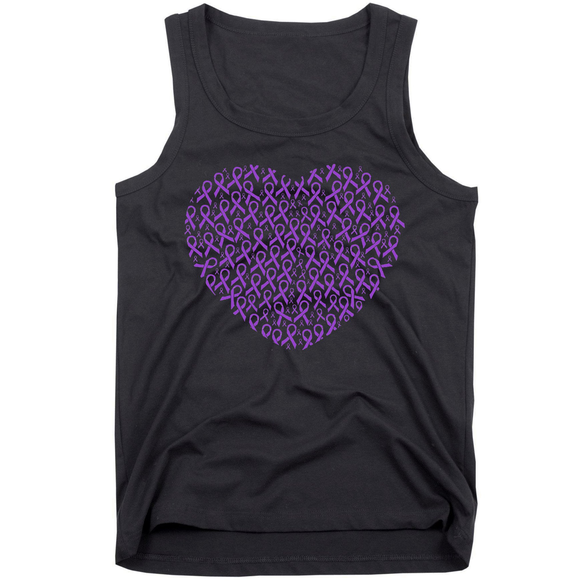 Pancreatic Cancer Awareness Purple Ribbon Heart Gift Support Tank Top