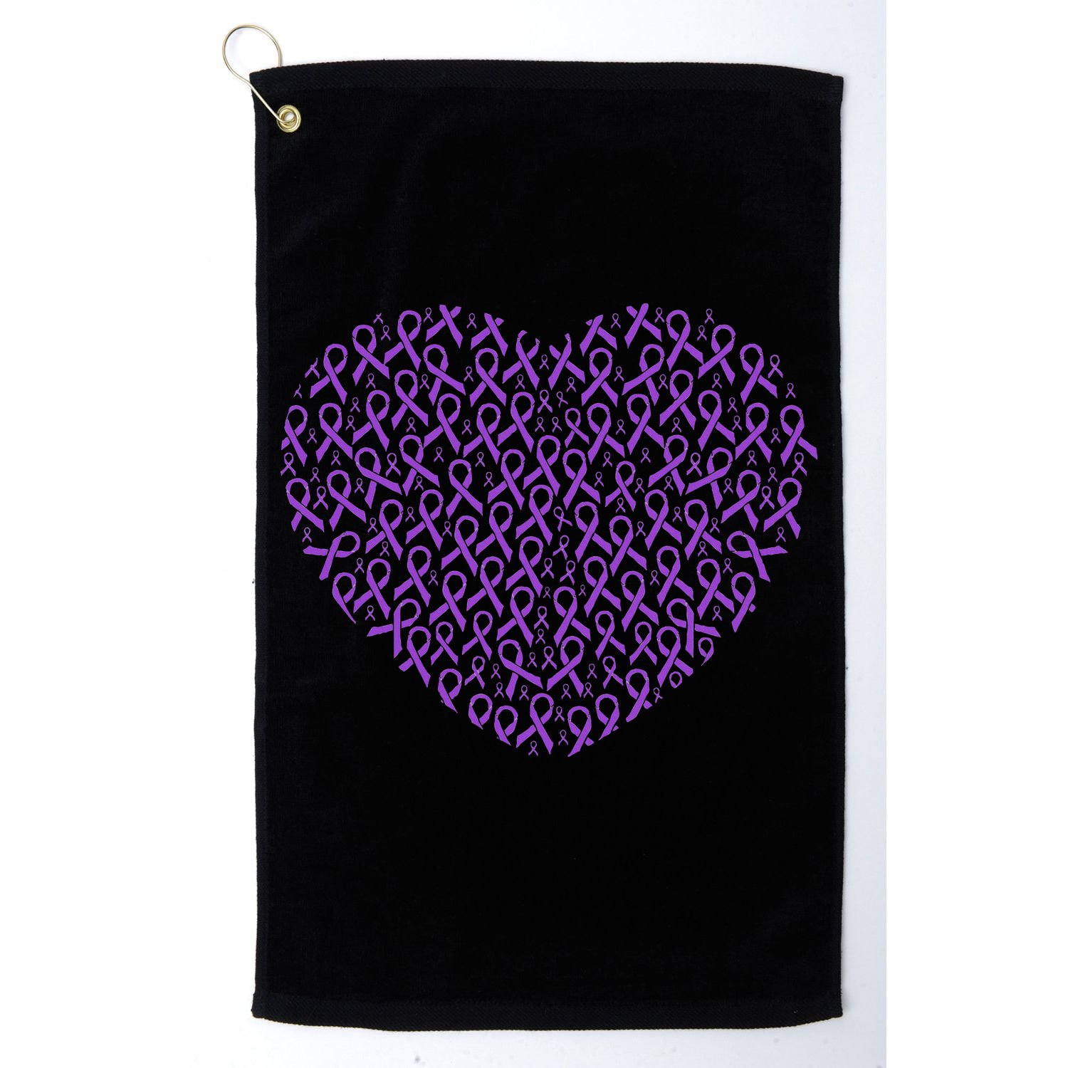 Pancreatic Cancer Awareness Purple Ribbon Heart Gift Support Golf Towel