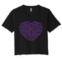 Pancreatic Cancer Awareness Purple Ribbon Heart Gift Support Women's Crop Top Tee