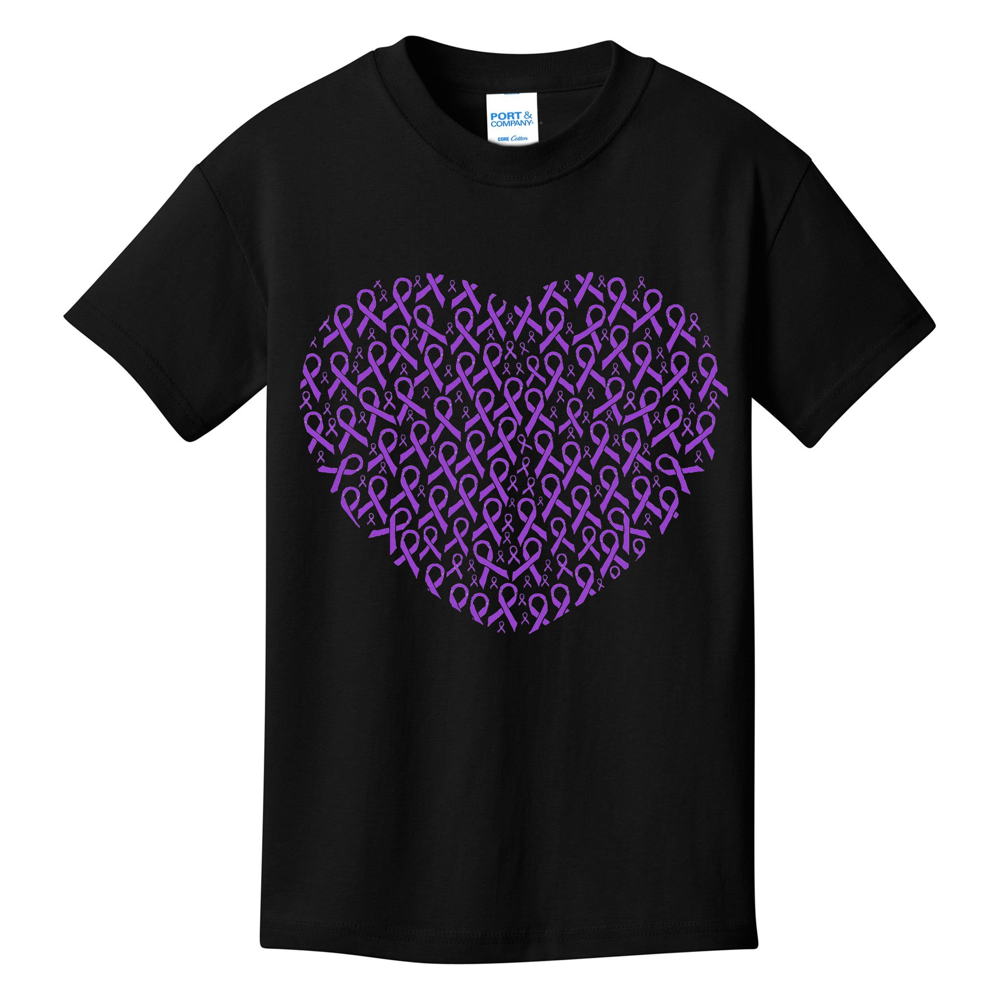 Pancreatic Cancer Awareness Purple Ribbon Heart Gift Support Kids T-Shirt