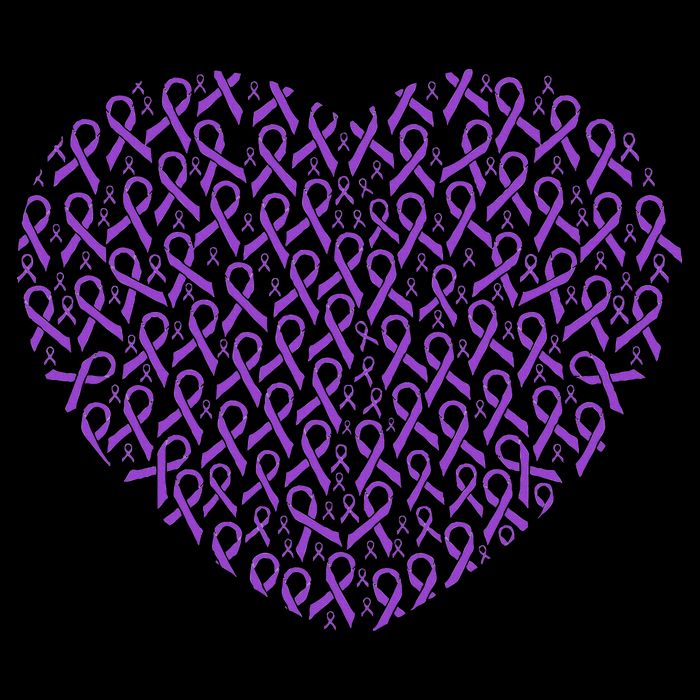 Pancreatic Cancer Awareness Purple Ribbon Heart Gift Support Zip Tote Bag