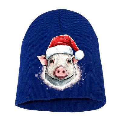 Pig Christmas Animal Lovers Gift Xmas Funny Gift Short Acrylic Beanie