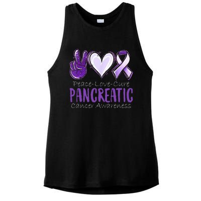 Pancreatic Cancer AwarenessPeace Love Cure Ladies PosiCharge Tri-Blend Wicking Tank