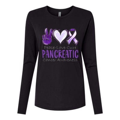 Pancreatic Cancer AwarenessPeace Love Cure Womens Cotton Relaxed Long Sleeve T-Shirt