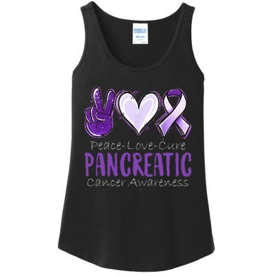 Pancreatic Cancer AwarenessPeace Love Cure Ladies Essential Tank