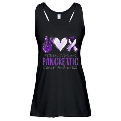 Pancreatic Cancer AwarenessPeace Love Cure Ladies Essential Flowy Tank