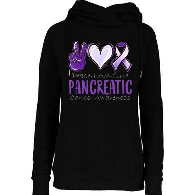 Pancreatic Cancer AwarenessPeace Love Cure Womens Funnel Neck Pullover Hood