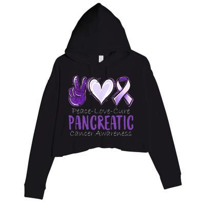 Pancreatic Cancer AwarenessPeace Love Cure Crop Fleece Hoodie