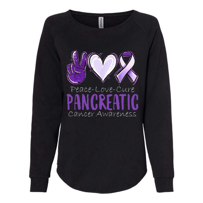 Pancreatic Cancer AwarenessPeace Love Cure Womens California Wash Sweatshirt