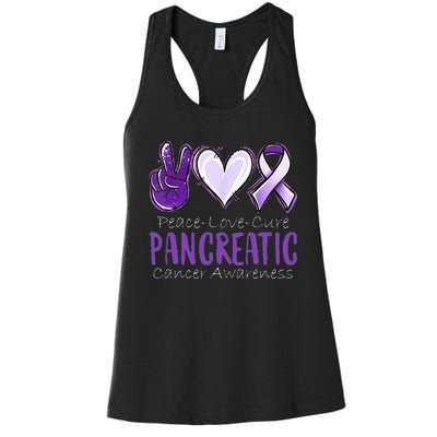 Pancreatic Cancer AwarenessPeace Love Cure Women's Racerback Tank