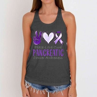 Pancreatic Cancer AwarenessPeace Love Cure Women's Knotted Racerback Tank