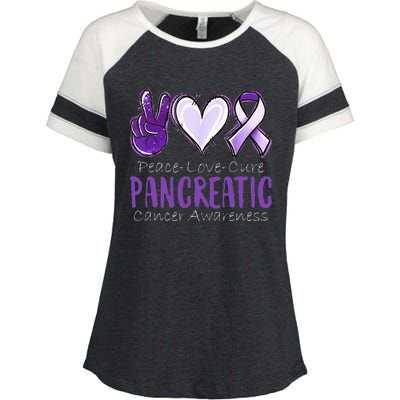 Pancreatic Cancer AwarenessPeace Love Cure Enza Ladies Jersey Colorblock Tee