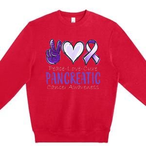 Pancreatic Cancer AwarenessPeace Love Cure Premium Crewneck Sweatshirt