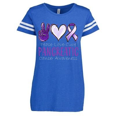 Pancreatic Cancer AwarenessPeace Love Cure Enza Ladies Jersey Football T-Shirt