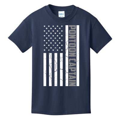 Pontoon Captain American Flag Pontooning Pontoon Boating Kids T-Shirt