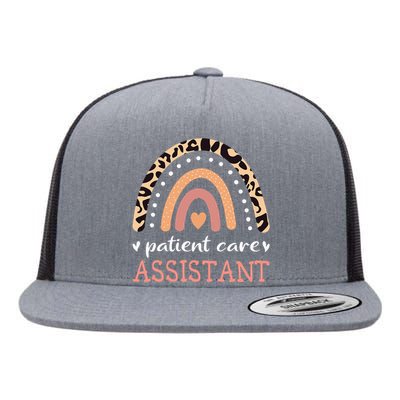 Patient Care Assistant Leopard Rainbow Nurse PCA Flat Bill Trucker Hat