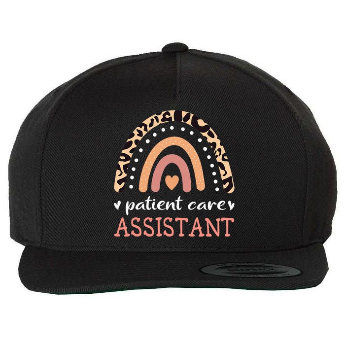 Patient Care Assistant Leopard Rainbow Nurse PCA Wool Snapback Cap