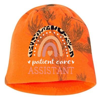 Patient Care Assistant Leopard Rainbow Nurse PCA Kati - Camo Knit Beanie