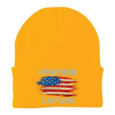 Pontoon Captain American Flag Pontooning Pontoon Boating Knit Cap Winter Beanie