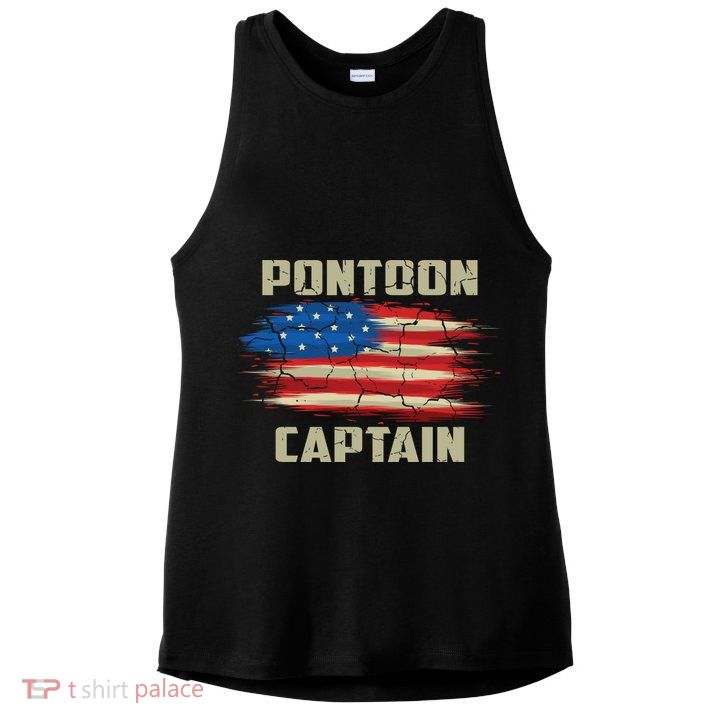 Pontoon Captain American Flag Pontooning Pontoon Boating Ladies PosiCharge Tri-Blend Wicking Tank