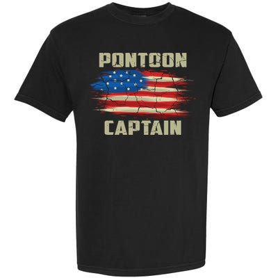 Pontoon Captain American Flag Pontooning Pontoon Boating Garment-Dyed Heavyweight T-Shirt