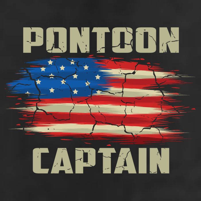 Pontoon Captain American Flag Pontooning Pontoon Boating 7 Panel Mesh Trucker Snapback Hat