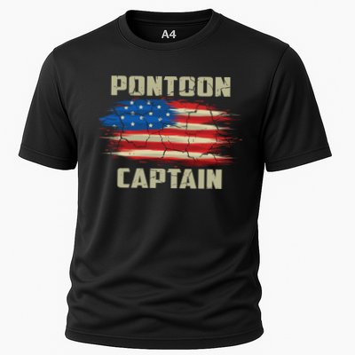 Pontoon Captain American Flag Pontooning Pontoon Boating Performance Shirt