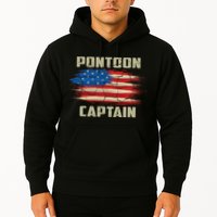 Pontoon Captain American Flag Pontooning Pontoon Boating Hoodie