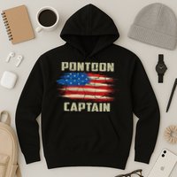 Pontoon Captain American Flag Pontooning Pontoon Boating Hoodie